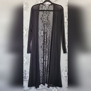 Bellelovin- Black Sheer Mesh Side Slit Cardigan - XXL